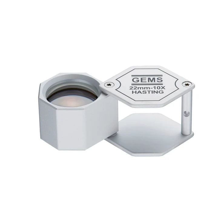 LUPA TRIPLETE PARA GEMAS, CROMADA, 10X - 22MM ACROMÁTICA *