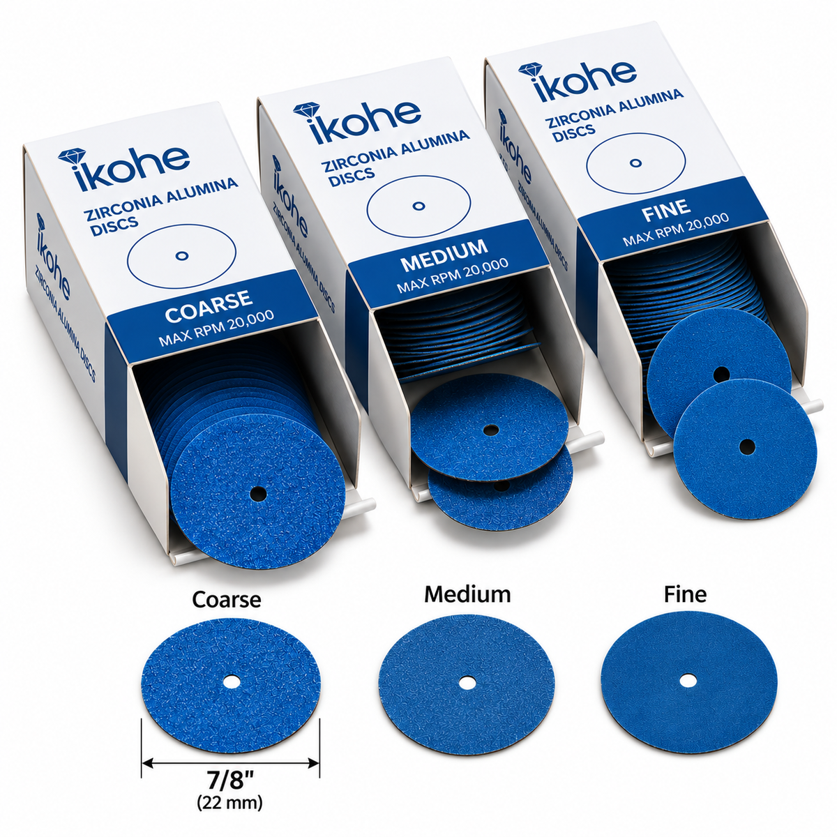Discos de lijado Platinum Zirconia con orificio central – 7/8", caja de 100 unidades