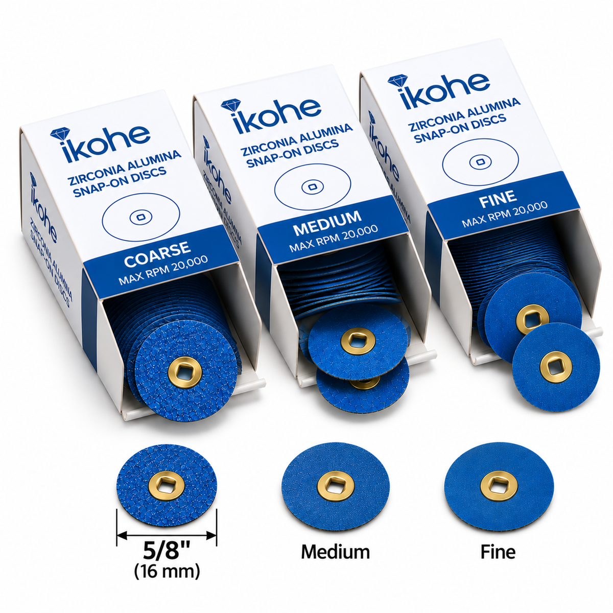 Platinum Zirconia Snap-On Sanding Discs | 1/2"–7/8" | Coarse, Medium & Fine | Box of 50