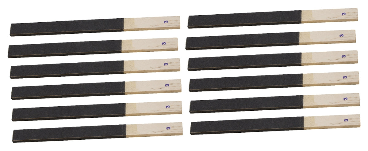 12 pack 11 inch grit 3 emery sanding sticks with wood handles for metal polishing