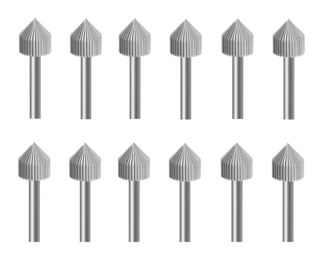 12-Piece Setting Rotary Bur Set made of Swiss-milled Vanadium steel for precision metalworking and jewelry making