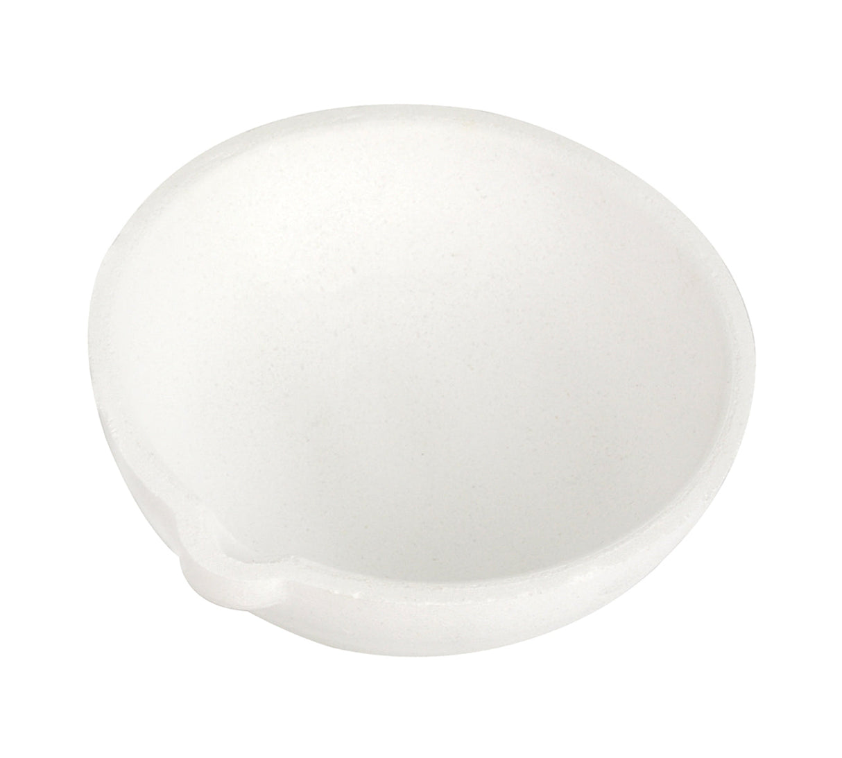 500 gram white ceramic alumina crucible dish with tapered sides and pour spout for high-temperature metal melting up to 2800?øF
