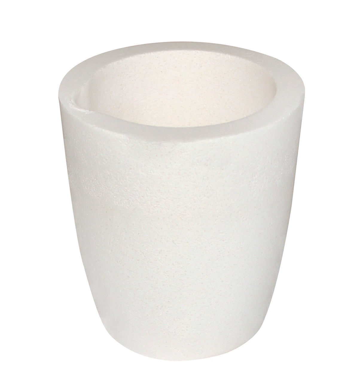750 gram ceramic alumina crucible cup with tapered sides and pour spout for metal melting up to 2800?øF