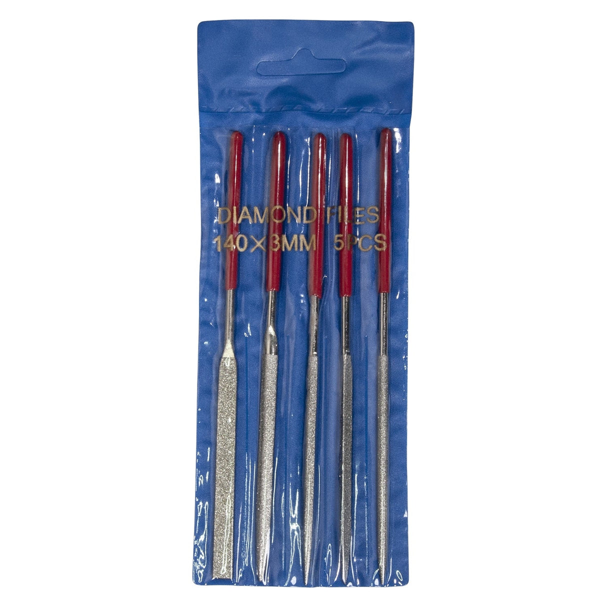 5-piece 5-1/2 inch diamond needle set with medium grit diamond electroplated files for metal shaping and jewelry making