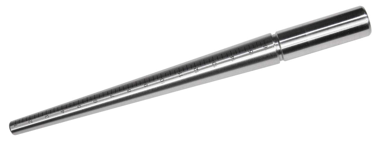 Steel ring mandrel with groove sizes 1-16 for precise ring shaping and resizing