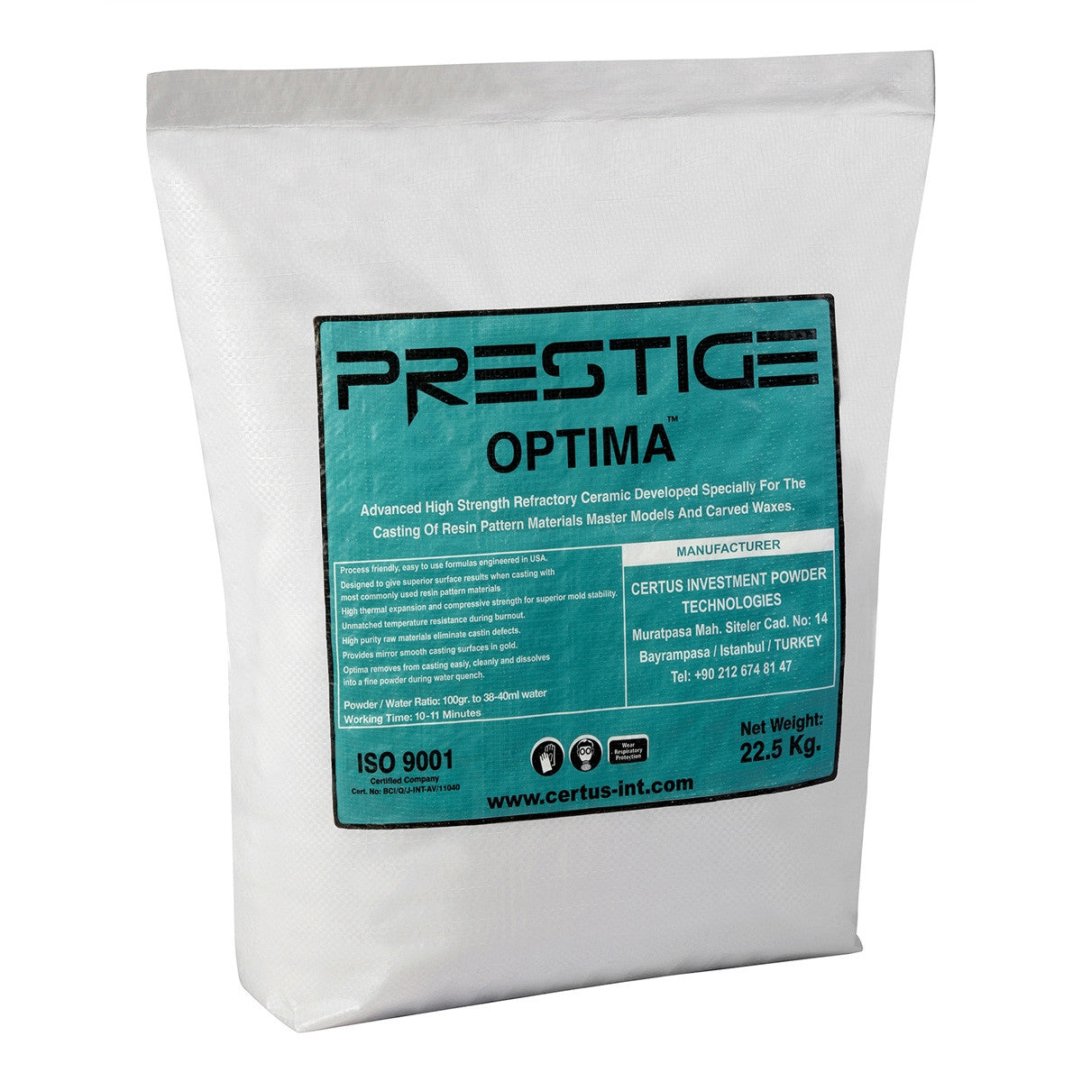 Prestige Optima Investment 49 lbs gypsum-bonded casting material for high-density, low-porosity metal pours and precise investment casting.