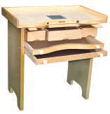 PW Jewelerƒ??s Workbench 35-1/2" x 21-1/2" x 36" ƒ?? Hardwood Jewelry Bench with Metal Anvil, Drawers & Catch Trays