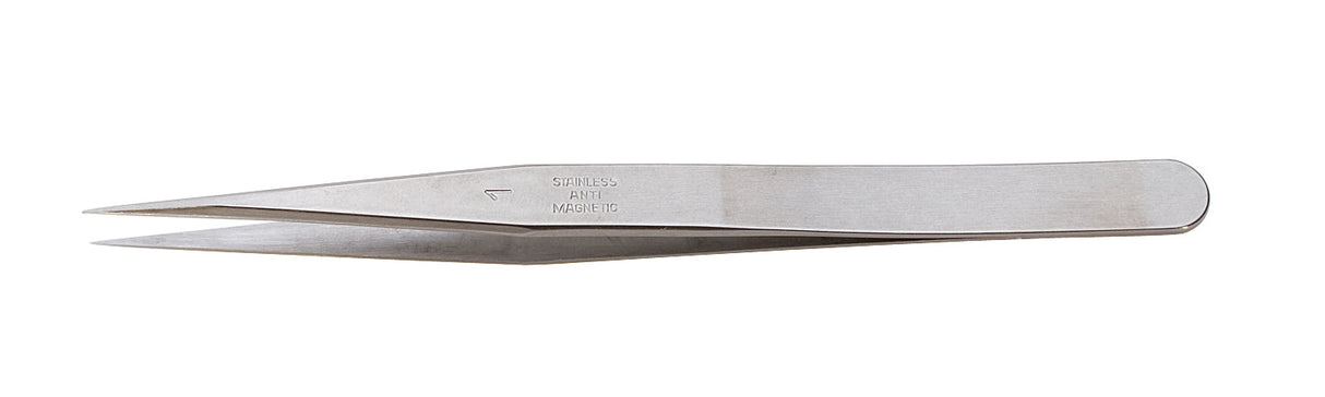 4-3/4" Anti Hi-Tech Dumont Tweezers with stainless steel, anti-magnetic precision tips for electronics and lab use