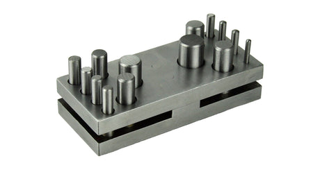 14-piece high-density steel circle and round disc cutter set for soft metals, sizes 1/8" to 7/16"