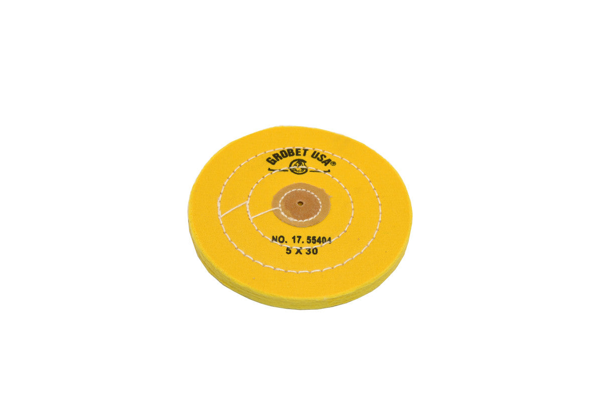 Yellow Chemkote Buff, 5″ x 30 Ply - Leather Center