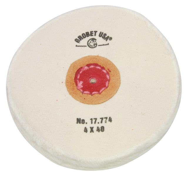 Finex Muslin Buff 4 inch 40-ply loose type polishing wheel with leather center for high-gloss finish