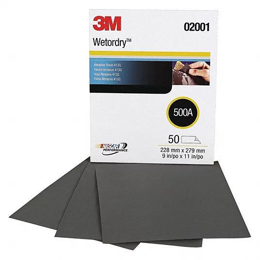 PAPEL DE LIJA AL AGUA Y SECO 3M TRIMITE SIC 9X11" GRANO 600 PAQ/50-USA