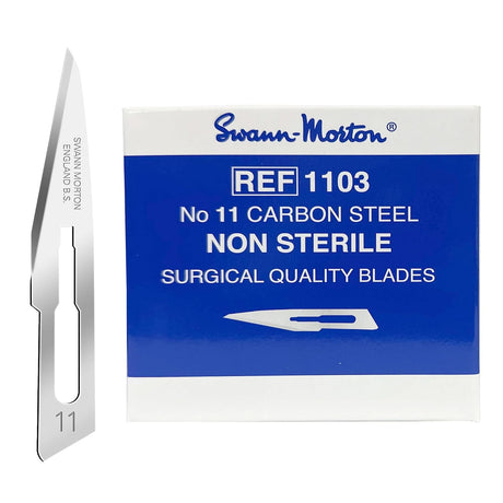 Cuchillas de corte de moldes Swann-Morton n.º 11 – Paquete de 100 unidades, acero al carbono