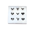 Heart-shaped impression dies shot plate with 9 unique heart designs for metal stamping and jewelry making