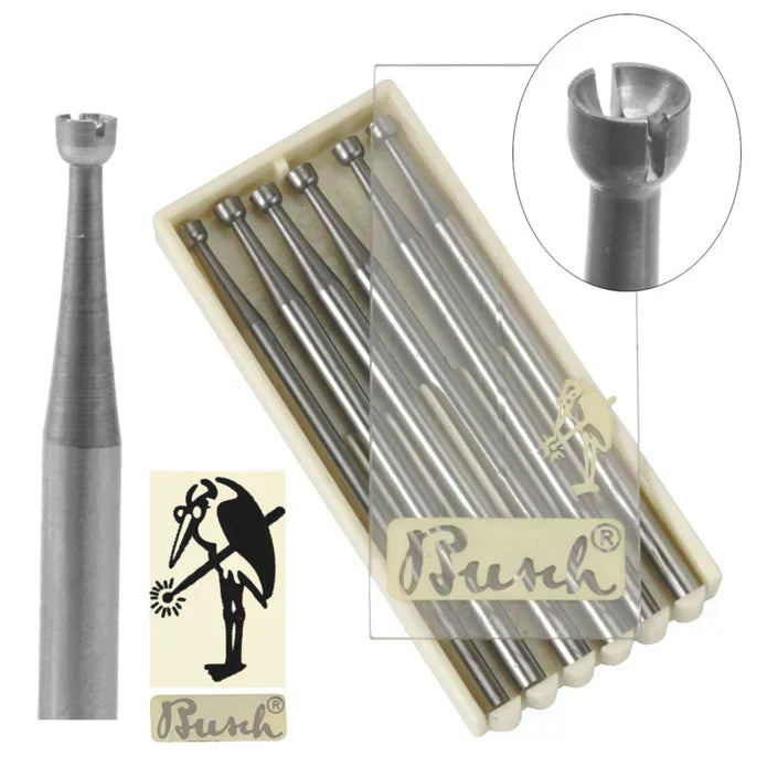 Busch® Fig. 411T - Twincut Concave Cup Burs .80mm-2.00mm (6 Packs)