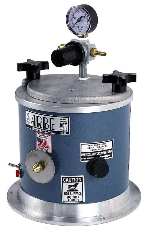 Arbe WI-200.001 Mini Air Pressure Wax Injector with zinc-plated regulator and double-sealed nozzle for precise wax casting