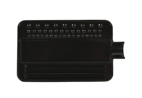 Black 4" x 2-1/2" sorting tray with grooves and round indentations for bead and findings organization