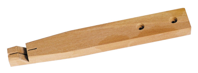 Wooden ring holding bench pin designed for precise metal ring cutting and shaping