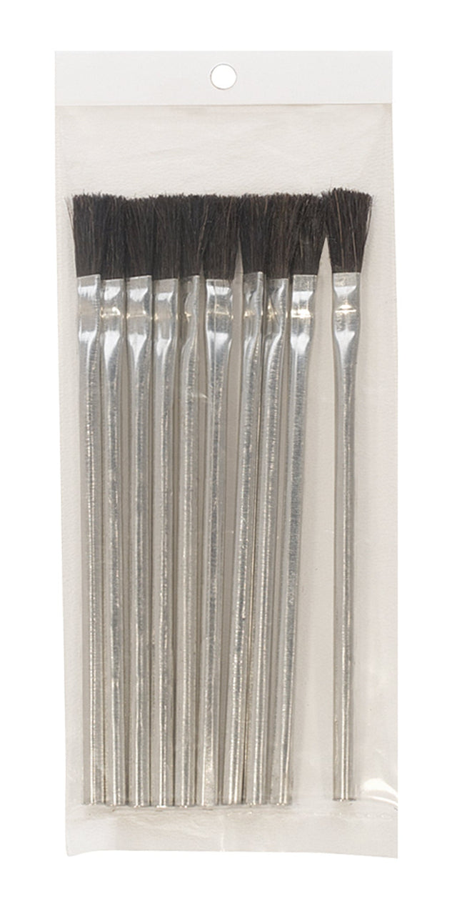 Pack of 12 utility multi-purpose flux brushes with natural bristles and metal handles for precise soldering and crafting applications