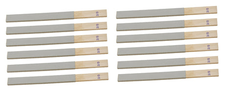 12 pack 3/0 emery sanding sticks for fine metal finishing with wood handles, 11 inch long