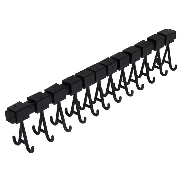 14-7/8 inch Ultrasonic Cleaner Bar Rack with 12 molded plastic corrosion-resistant hooks for secure and organized cleaning of delicate parts