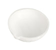 250 gram ceramic alumina crucible dish with tapered sides and pour spout for high-temperature metal melting