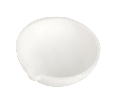 250 gram ceramic alumina crucible dish with tapered sides and pour spout for high-temperature metal melting