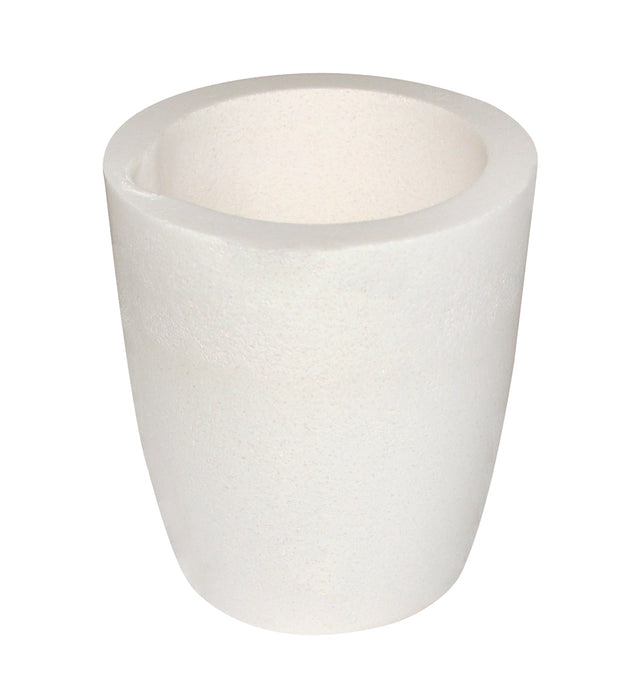 750 gram ceramic alumina crucible cup with tapered sides and pour spout for metal melting up to 2800?øF