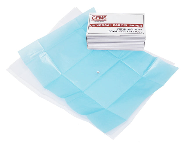 25-pack Blue & White Universal Parcel Paper designed for protective and professional diamond storage and presentation
