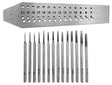Screw plate with 14 precision taps from 0.7 mm to 2 mm and matching holes for threading tasks