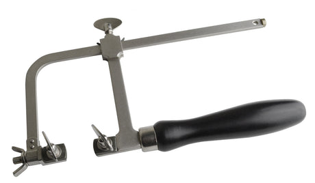 3-inch German-style economy saw frame with tension screw and black wooden handle for precision cutting