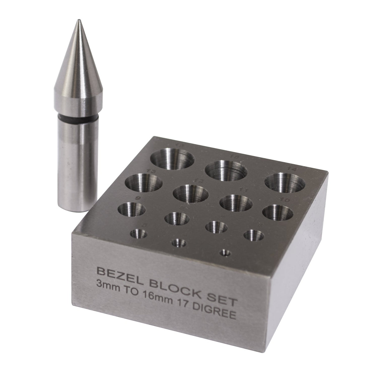 Round Bezel Block and Punch 17 Degree 3-16mm by PMC Supplies