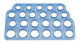 Light blue plastic Pop-Out Ring Sizer with removable half-size rings from 2-1/2 to 14 for accurate ring measurement.