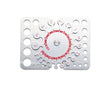 Diamond Stone Gauge aluminum tool with red numerals for measuring stones from 0.03 to 4 carats and a birthstone chart on the back