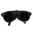 #7 shade platinum welding glasses with wrap-around black frame and adjustable ear pieces made in Germany