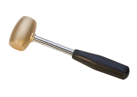 BenchPro 2 lb brass hammer mallet with ergonomic black handle for metalworking tasks