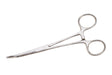 6-inch curved stainless steel forceps with serrated jaws and locking mechanism for precision gripping