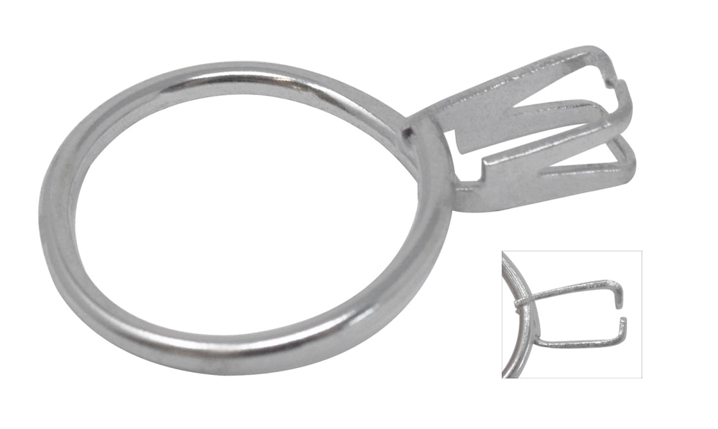 Chrome silver spring-type stone holder for gemstone display on finger