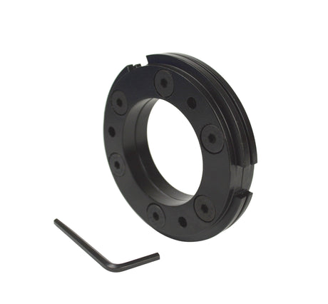 3-1/2 inch diameter black aluminum bracelet holder with hex wrench for jewelry workholding