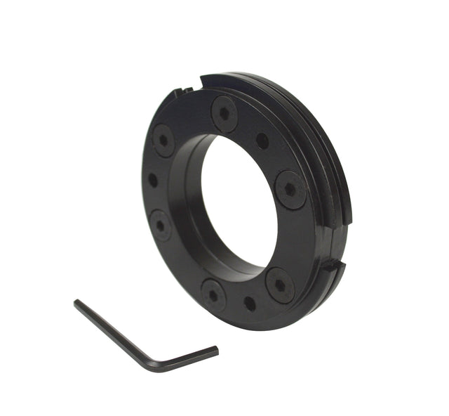 3-1/2 inch diameter black aluminum bracelet holder with hex wrench for jewelry workholding