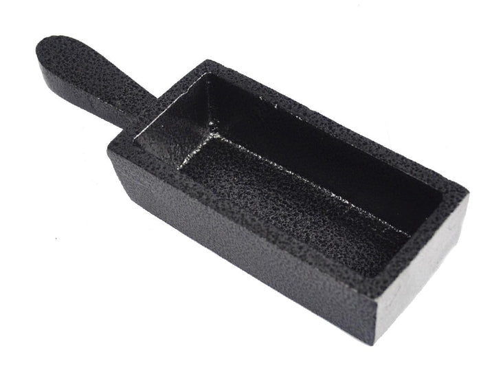 100 T. oz cast iron loaf pan ingot mold with handle for gold casting and heat retention