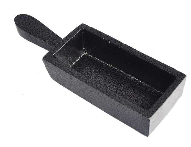 100 T. oz cast iron loaf pan ingot mold with handle for gold casting and heat retention