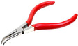 5-1/4" 45?ø bent chain nose pliers with spring-action and red PVC-coated handles for jewelry making
