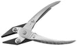 5-1/2 inch half round and flat nose parallel action pliers with spring-loaded black anodized jaws and nickel-plated handles