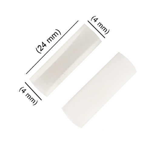 Replacement nylon jaws for parallel action pliers, 24mm length and 4mm width, scratch-resistant plastic.
