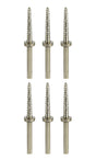 6-pack threaded mini arbor mandrels with 3/32" shanks for polishing and grinding tasks