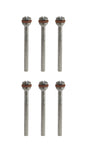 Set of 6 stainless steel polishing mandrels with reinforced screws and 3/32" shanks for precision abrasive work