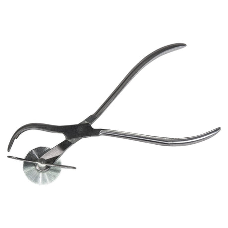 Large stainless steel ring cutting pliers with ergonomic curved handles and large turning cutting blade for precise jewelry making cuts