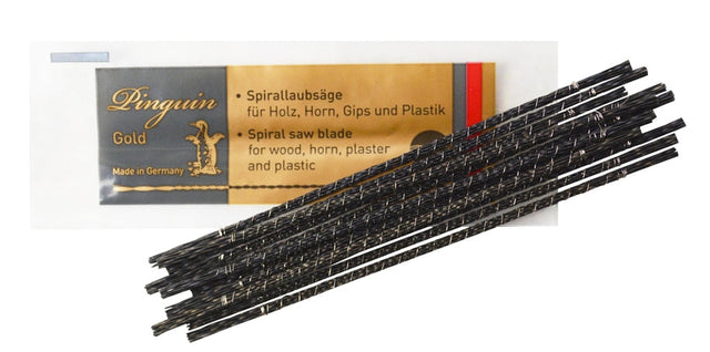 Pinguin Gold Spiral Wax Blades 2/0 for precise multi-directional cutting of wax, plastic, rubber, and plaster, made in Germany