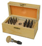 18-piece stone setting prong pushing burnisher set with concave tempered punches in wooden box for precise jewelry stone setting